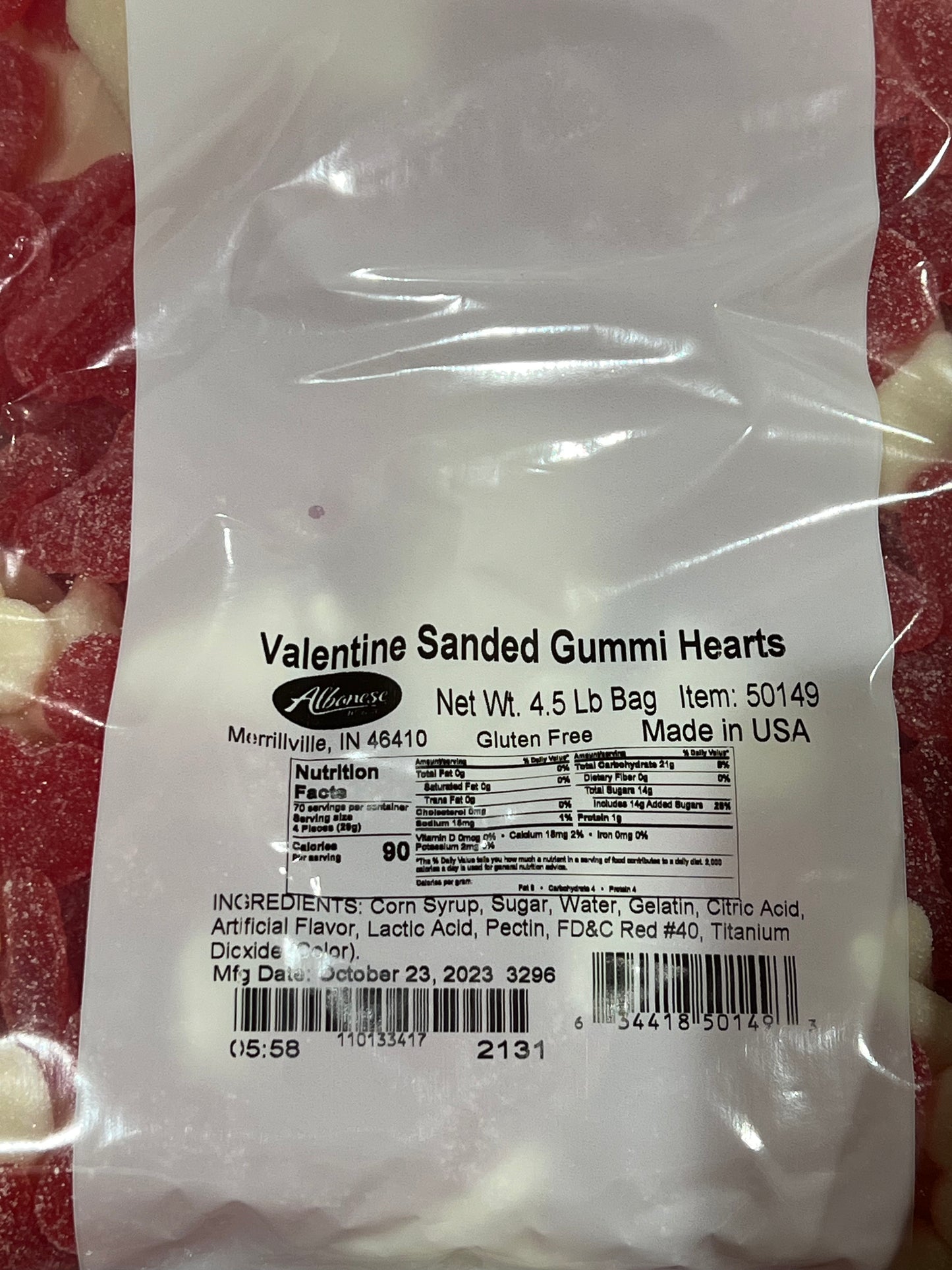 Sanded gummy hearts - 4.5 pound